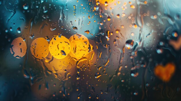 La lluvia de otoño la inscripción en el vidrio sudoroso amor y corazón