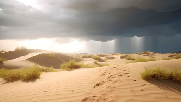 Lluvia y tormenta en el desierto tormenta de huracán mal tiempo