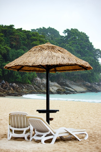 Lluvia tropical en la costa arenosa