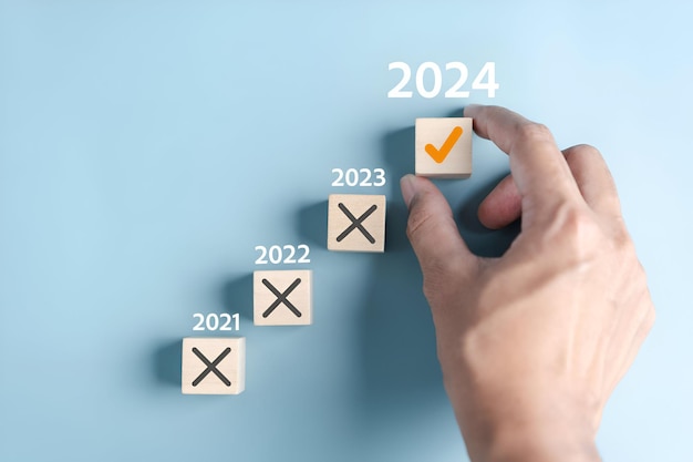 Loading Fortschritt von 2023 bis 2024 zum Countdown frohe Weihnachten und frohes neues Jahr Planung und Herausforderung Strategie im neuen Jahr 2024 Konzept