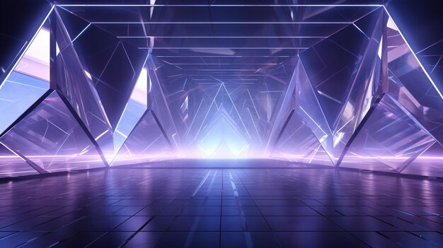 Lobby de cristal geométrico Lobby de prisma con concepto reflectante