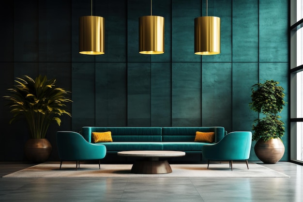 Lobby moderno e elegante e design de interiores de móveis