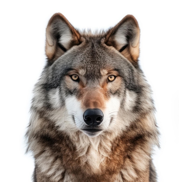 Foto lobo aislado sobre un fondo blanco