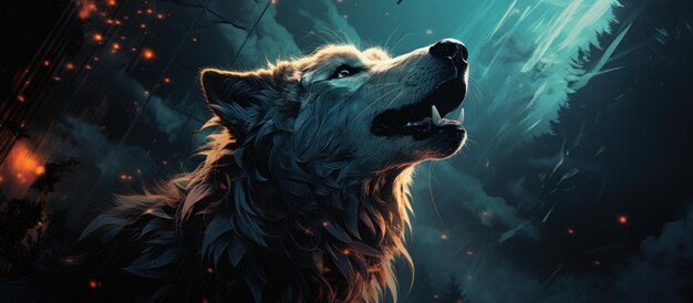 Foto el lobo aullador y la luna