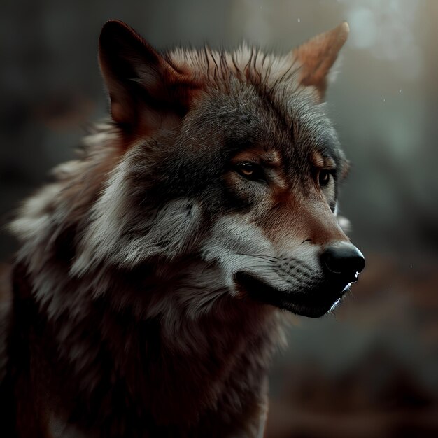 Foto lobo en el bosque.