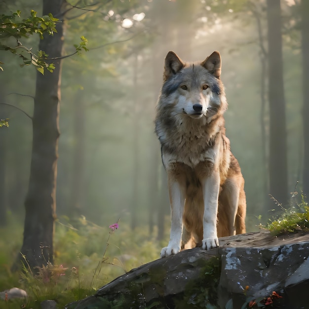 un lobo en el bosque