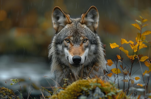 Lobo en el bosque.