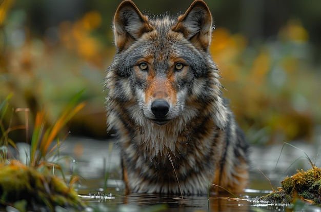 Lobo en el bosque.