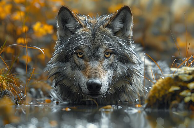 Lobo en el bosque.