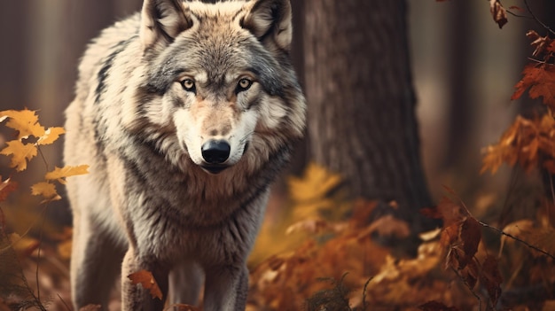 Lobo cinzento na natureza