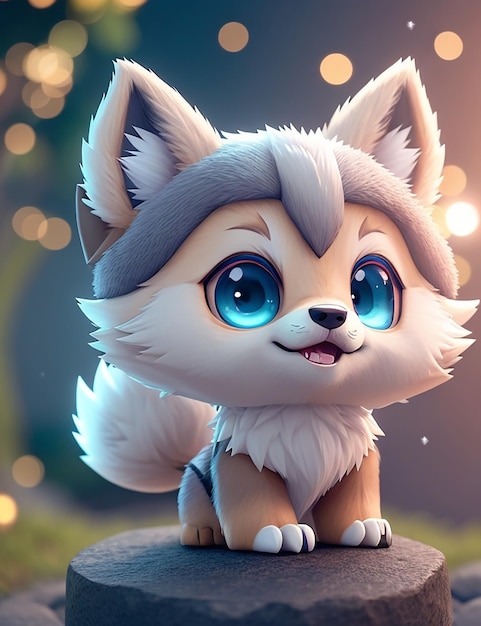 Lobo de anime hiper-realista bonito de Pokemon ai gerado