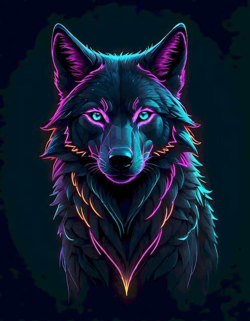 Lobo de Luzes de Neão