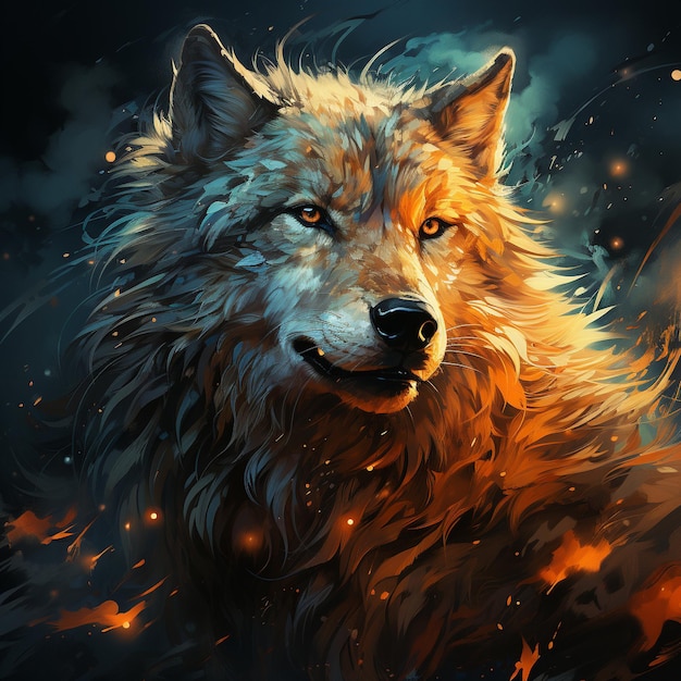 Un lobo enérgico y majestuoso arte generativo ai