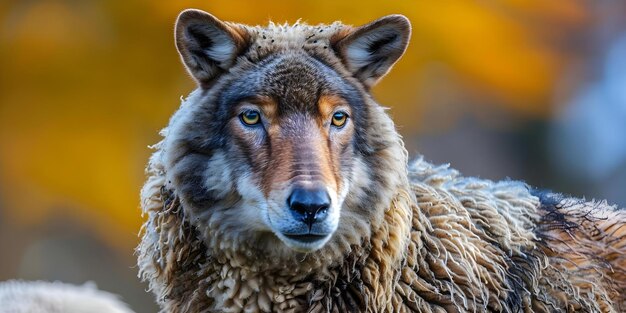 Foto lobo enganoso disfarçado de ovelha simbolizando astúcia e traição disfarçada conceito lobo enganador ovelha disfarçada simbolismo traição astuta