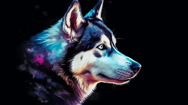 un lobo con un fondo colorido