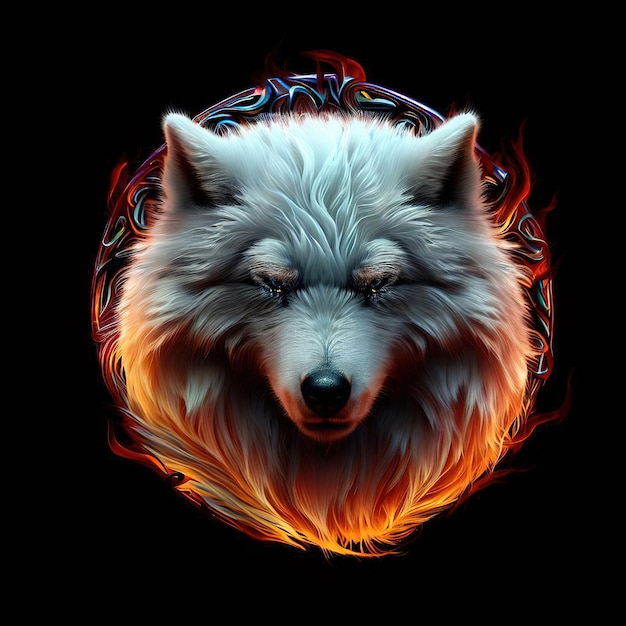 Un lobo con un fuego en él