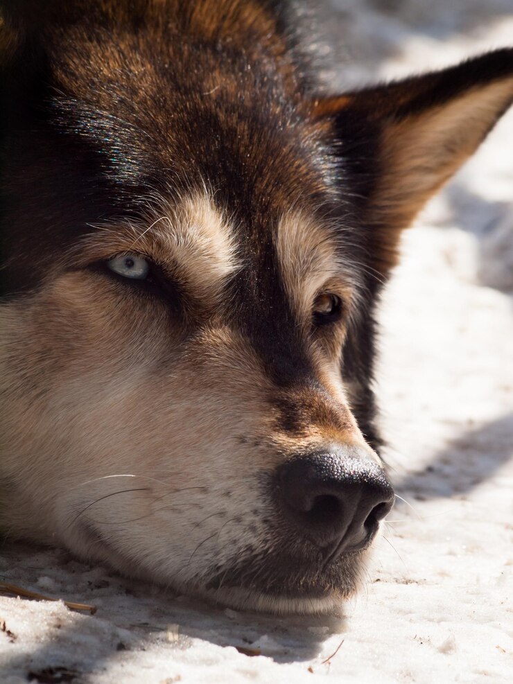 Foto lobo grande em cativeiro.