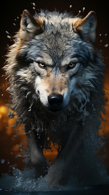 El lobo gris agresivo en la naturaleza