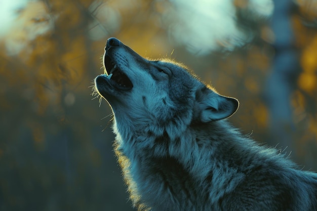 El lobo gris aullando el lobo gris