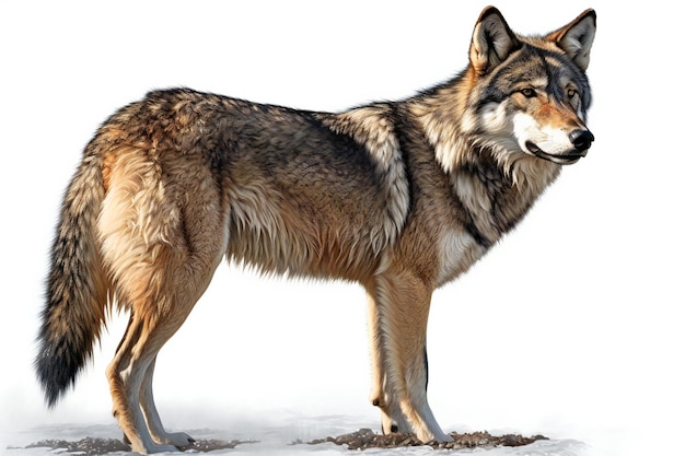 Lobo gris Canis lupus solo mamífero en la nieve