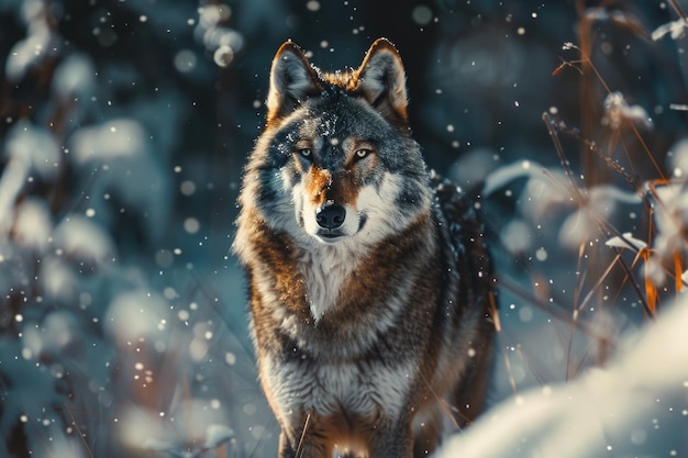 lobo gris oscuro lobo en el invierno lobo