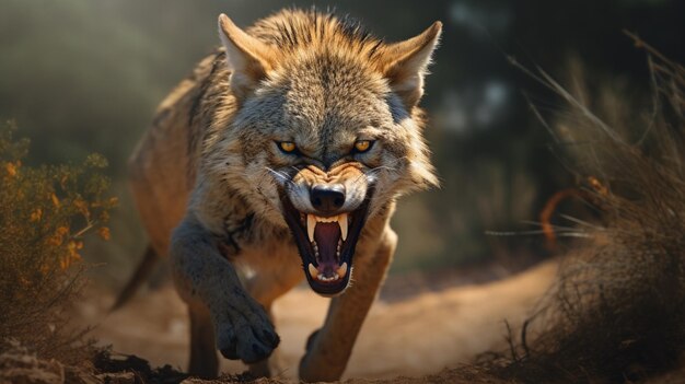 Foto el lobo hambriento africano sobre el ataque a la ia generativa