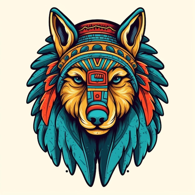 Lobo indiano logotipo dos desenhos animados 8