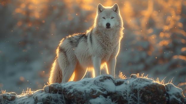 Foto el lobo en invierno