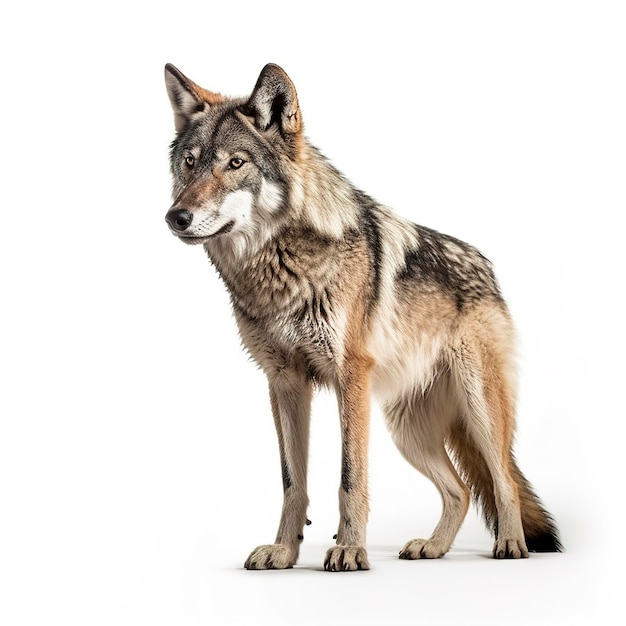 Lobo isolado no fundo branco gera ai