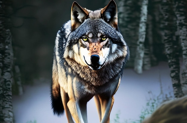 Un lobo en un lugar oscuro y frío