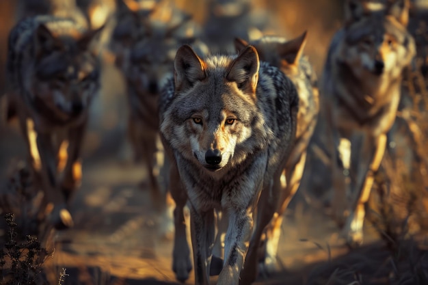 un lobo una manada de lobos