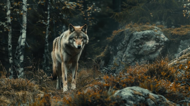 Foto un lobo en la naturaleza