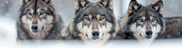 Un lobo con nieve en la cara.