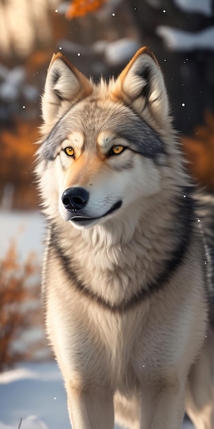 Un lobo en la nieve