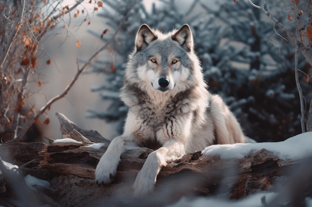 Un lobo en la nieve