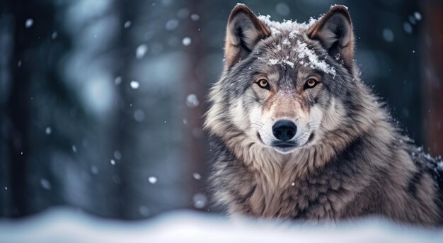 Un lobo en la nieve