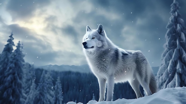 Un lobo en la nieve