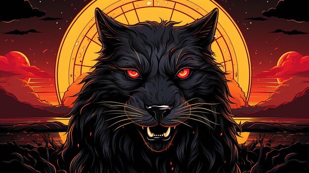 un lobo con ojos rojos se muestra en una ilustración por persona