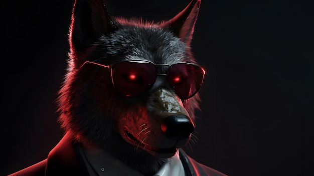 Un lobo de ojos rojos y traje