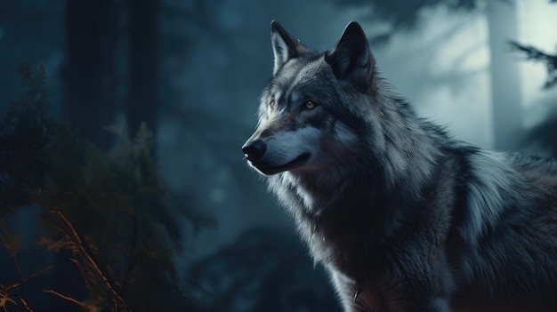 Lobo en paisaje cinematográfico