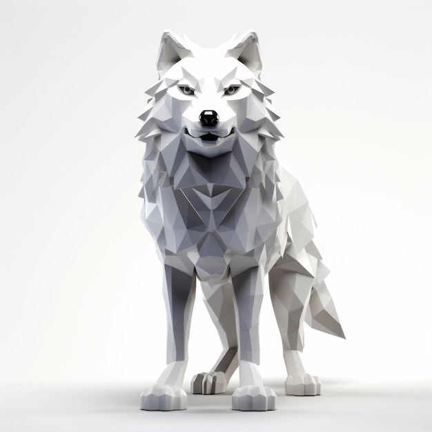 Foto lobo poligonal branco modelo 3d petros afshar estilo