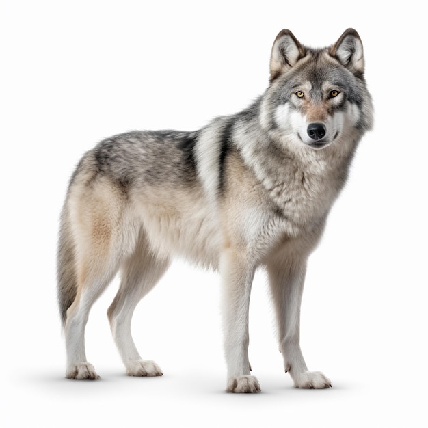 un lobo que está en un fondo blanco