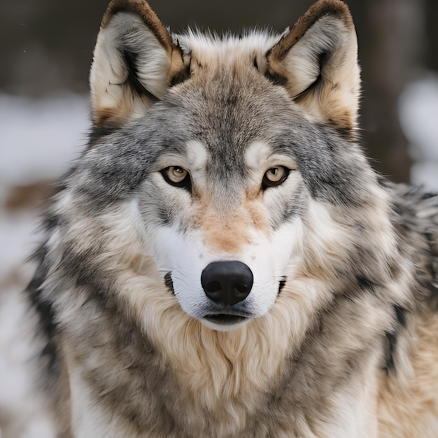 un lobo que tiene una etiqueta en la oreja