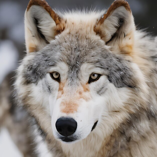 un lobo que tiene una mancha marrón en la cara