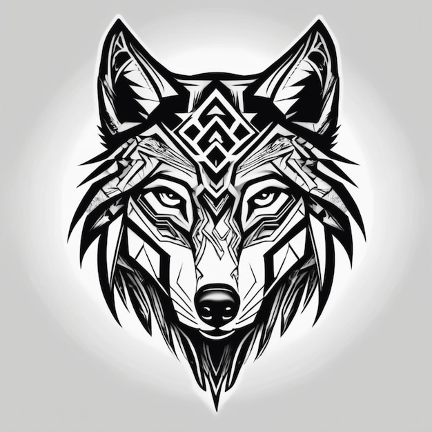 Lobo tribal en diseño intrincado