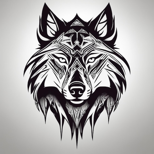 Lobo tribal en diseño intrincado