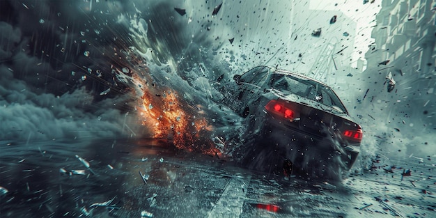 Una loca persecución de coches, explosiones y coches deportivos de acción.