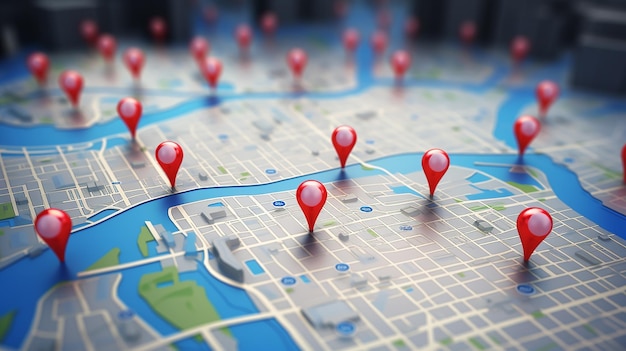 Local Business GPS Pin 3D Render Mapa de Localização