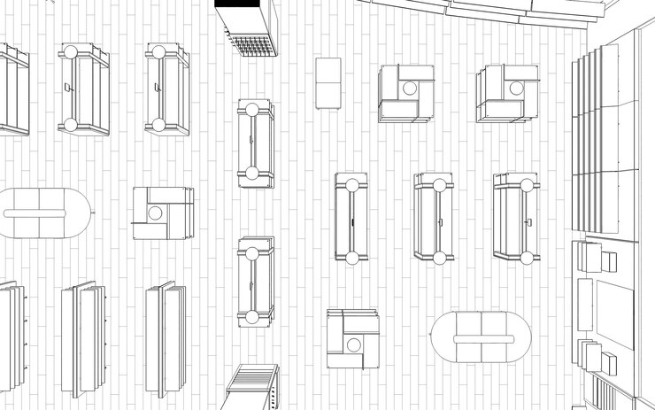 Foto local comercial tienda visualización interior esquema de boceto de ilustración 3d