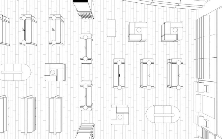 Foto local comercial tienda visualización interior esquema de boceto de ilustración 3d